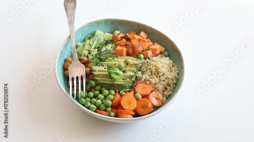 Buddha bowl. Organic and clean food. Healthy and balanced diet eating	
