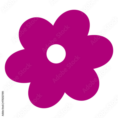 Simple Flat Design Flower with Round Petals Groovy Style Illustration
