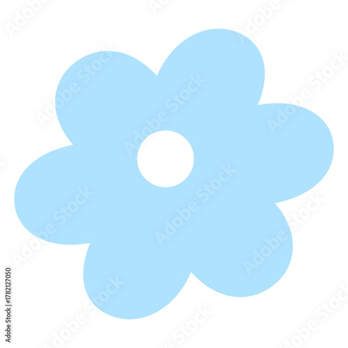Cute Simple Blue Flower Daisy Shape Flat Design Illustration