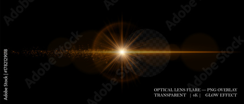 Soft glowing lens flare with light particles, realistic glow, and reflection beams. Suitable for photo overlays, sci-fi visuals, and cinematic light compositions.