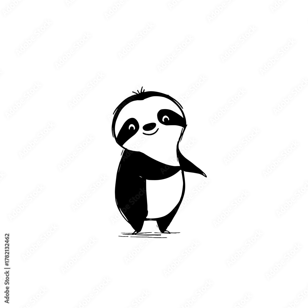 Naklejka premium Sloth. Sloth simple black and white line art vector logo