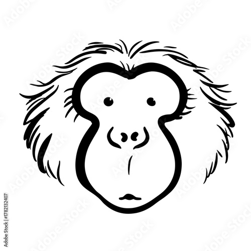 Macaque. Macaque simple black and white line art vector logo
