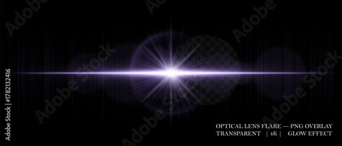 Realistic optical lens flare with bright core, glowing dust, and subtle transparency. Ideal for overlays, highlight accents, and luminous visual compositions.