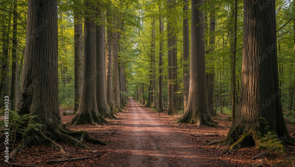 Obraz premium A clear trail winding through the forest, ideal for hiking adventures