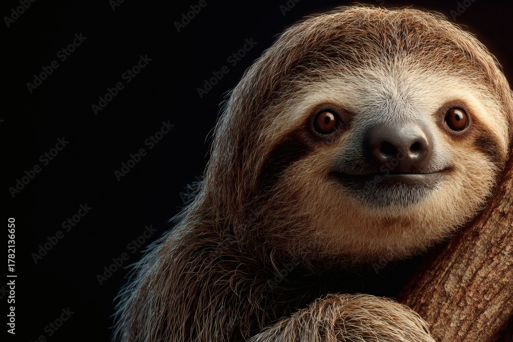 Obraz premium sloth in its natural habitat, watching from a high branch