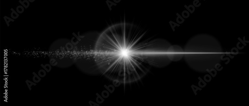 Realistic lens flare with luminous glow, soft reflections, and light diffusion. Ideal for overlays, digital art, and futuristic compositions with depth and contrast.