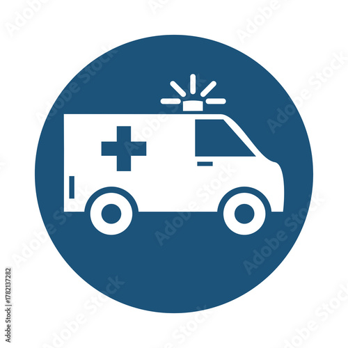 Silhouette ambulance icon isolated on transparent background