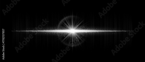 Optical flare with luminous beam, soft reflections, and transparent glow. Ideal for digital overlays, cinematic lighting, and futuristic visual compositions.