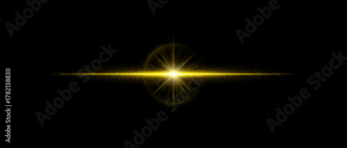 Soft lens flare with glowing horizontal beam and smooth reflection diffusion. Great for overlays, photo retouching, and sci-fi visual compositions.