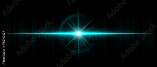 Bright optical flare with glowing streak and fine particle diffusion. Perfect for digital design, overlays, and cinematic effects with modern light depth.
