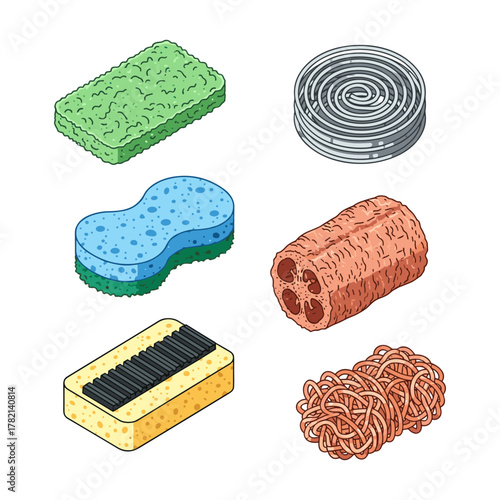 Cleaning sponges and scrubbing pads set