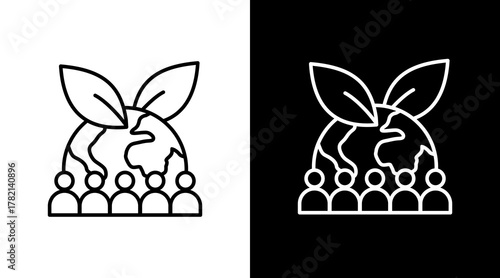 Green Community  White Icon Set Design