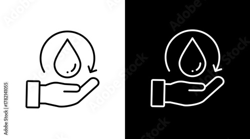 Water Conservation  White Icon Set Design