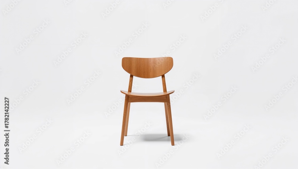 Obraz premium Chair positioned against a plain white backdrop, functional furniture for minimalistic design