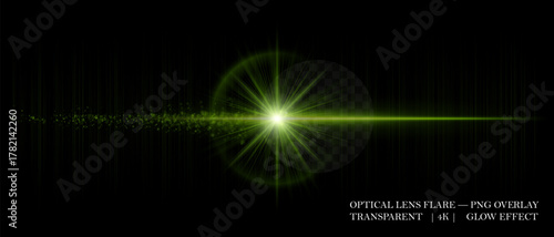 Optical light flare with shining reflections, soft transparency, and glowing particles. Ideal for visual effects, digital art, and clean luminous overlays.