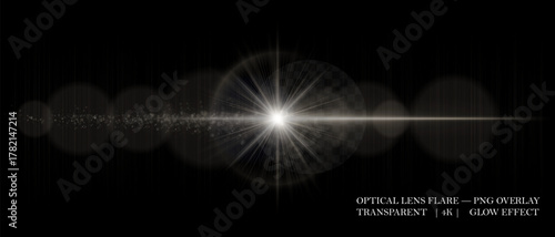 Color optical lens flare with multiple glowing circles, soft reflections, and realistic diffusion. Perfect for overlays, cinematic, and visual effects.