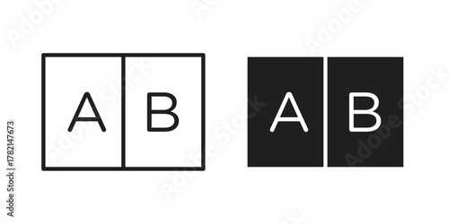 A B test icon in filled, thin line, stroke style for website and apps