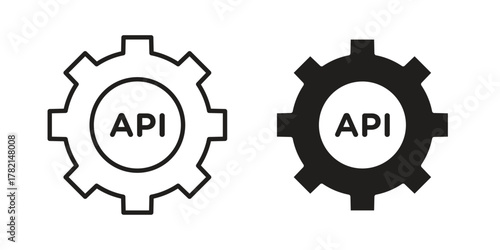 API icon in filled, thin line, stroke style for website and apps
