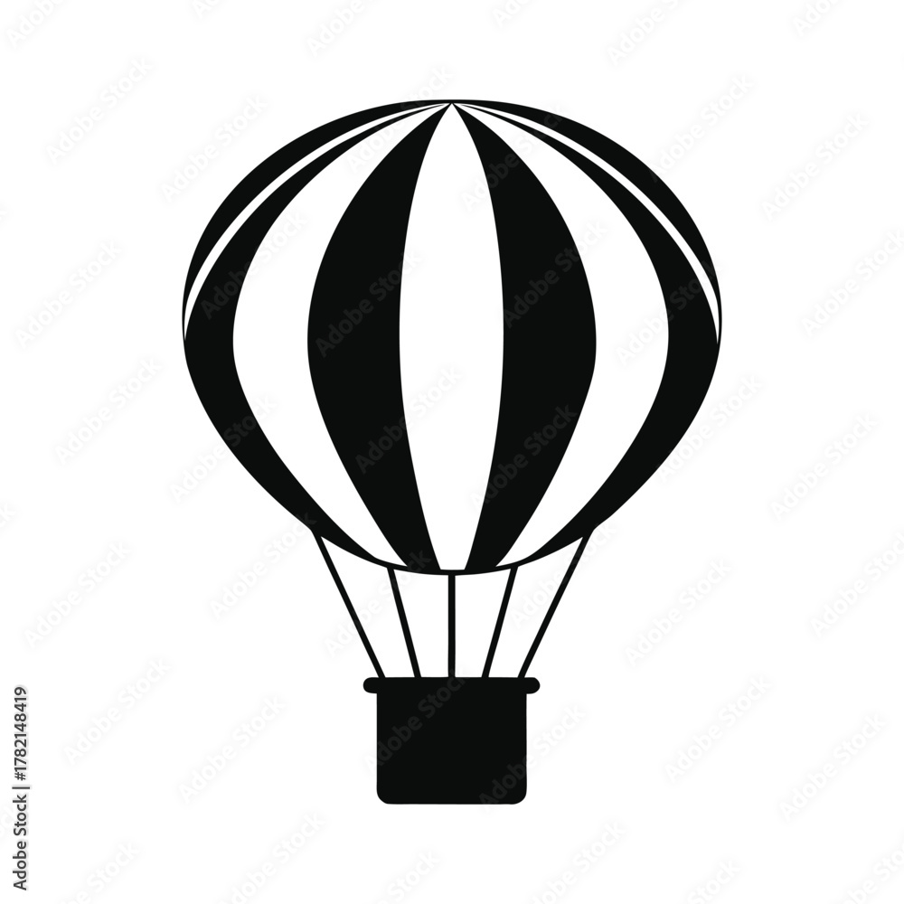 Fototapeta premium Black and white hot air balloon silhouette airship