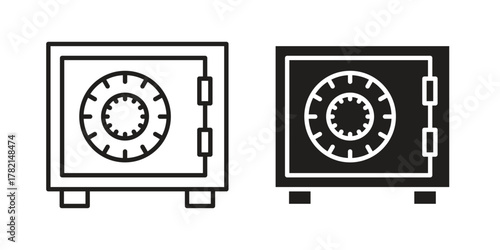 Bank vault icon in filled, thin line, stroke style for website and apps