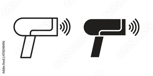 Barcode scanner icon in filled, thin line, stroke style for website and apps