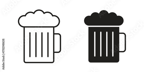 Beer mug icon in filled, thin line, stroke style for website and apps