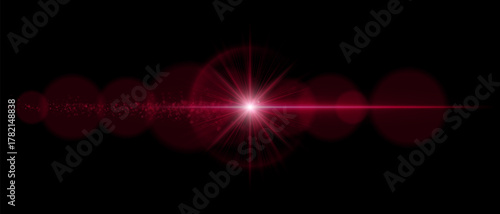 Lens flare with glowing dust trail and strong luminous beam. Ideal for overlays, futuristic lighting, and motion graphics with a cinematic atmosphere.