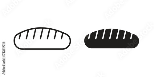 Bread loaf icon in filled, thin line, stroke style for website and apps