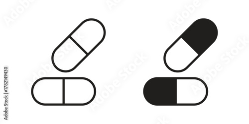 Capsule icon in filled, thin line, stroke style for website and apps