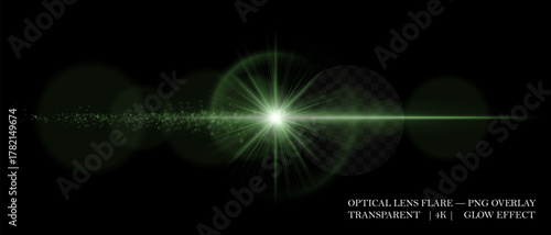 Bright lens flare with luminous halo, reflection circles, and soft glow. Perfect for overlays, light decorations, and digital highlights.