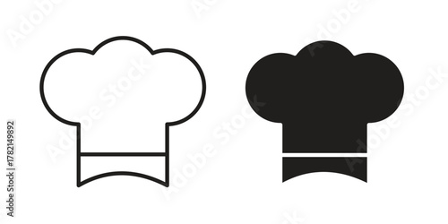 Chef hat icon in filled, thin line, stroke style for website and apps