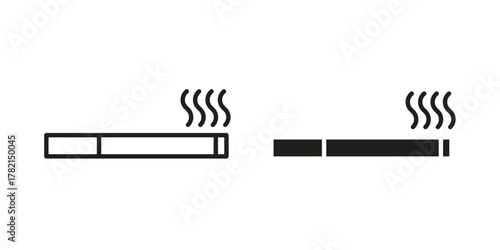 Cigarette icon in filled, thin line, stroke style for website and apps