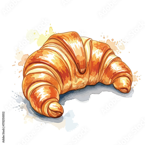 Realistic Vector Illustration of Croissant in Warm Colors in Organic Style for Bakery Branding and Food Packaging