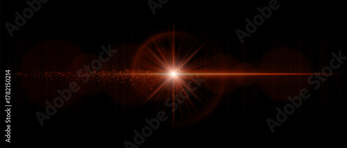 Optical lens flare with bright central light, soft reflections, and glowing dust particles. Perfect for overlays, sci-fi effects, and luminous digital visuals.