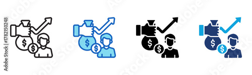Salary Increase Icon Multi Style Vector Illustration