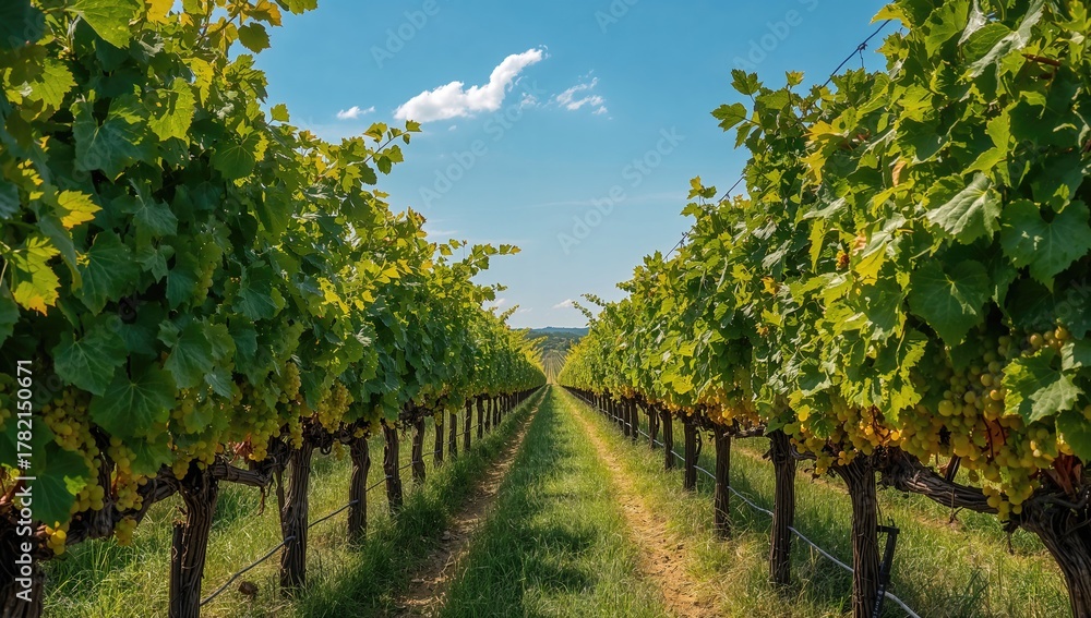 Fototapeta premium Green grapes illuminated by sunlight, showcasing a fiber-dense choice