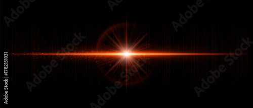 Horizontal lens flare with balanced glow, smooth transparency, and light reflections. Suitable for overlays, lighting effects, and futuristic graphic design.