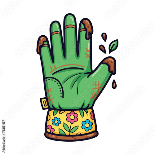 Vector Illustration of a Wounded Zombie Hand with Floral Patterned Sleeve in Modern Cartoon Style