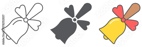 School bell line icon, alarm and ring, handbell sign, vector graphics, a linear pattern on a white background.