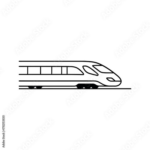 Minimalist Graphic of a High Speed Train on Tracks Conveying Travel
