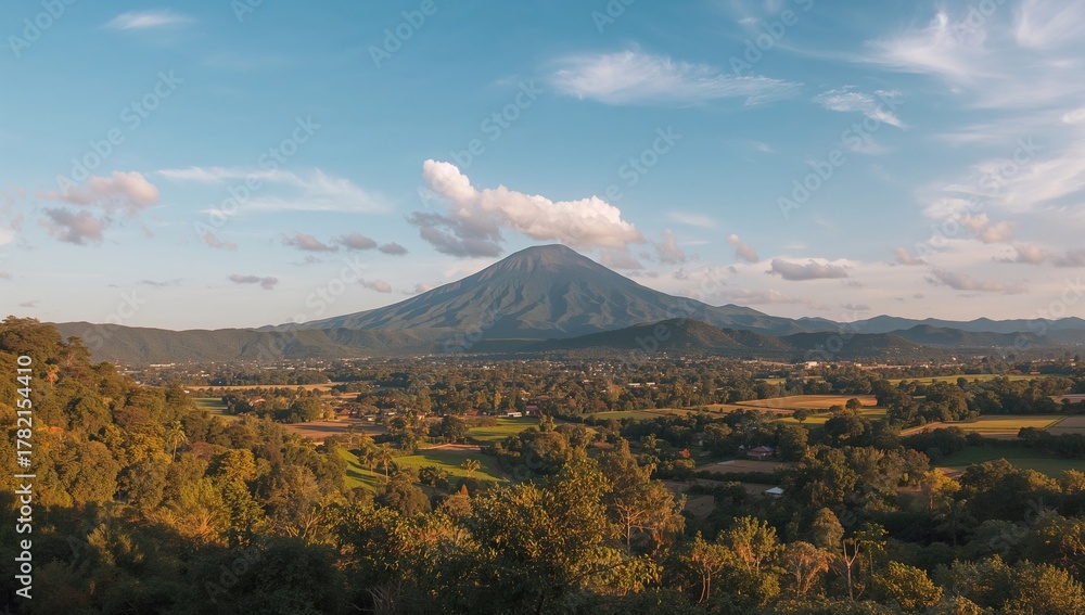 Fototapeta premium Scenic landscape with hills and rural scenery