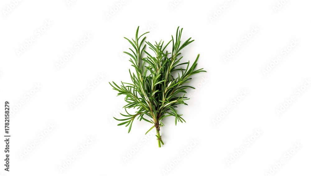 Fototapeta premium A bunch of fresh rosemary, set against a white backdrop, culinary herb for flavor enhancement