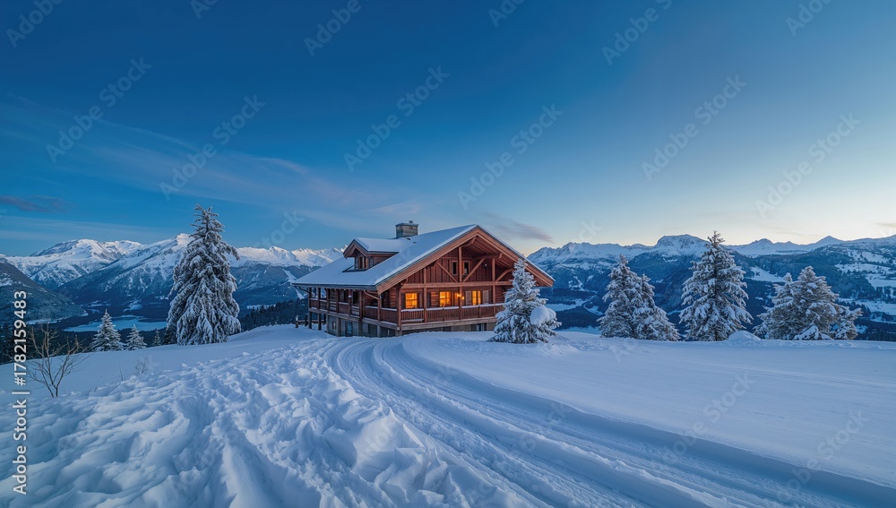 Naklejka premium Traditional wooden home on a hilltop, preservation