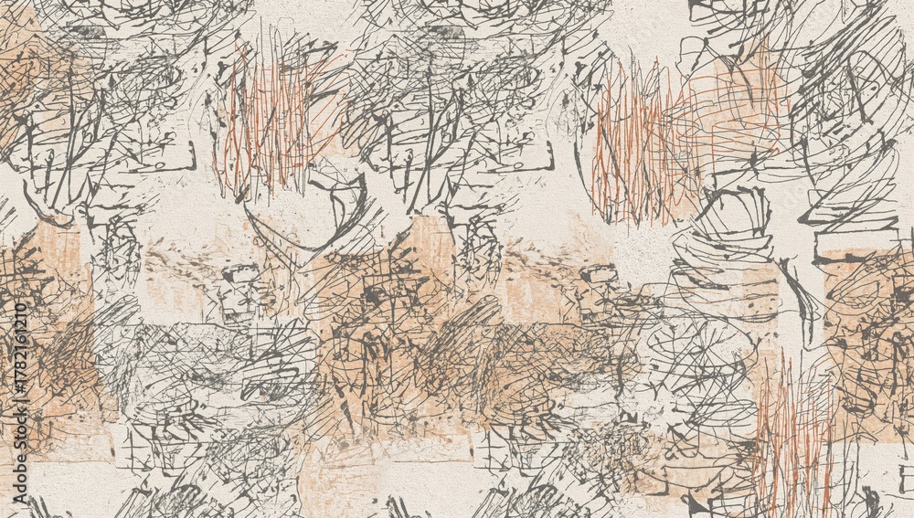 Naklejka premium Seamless two-tone hand-drawn brush effect pattern, suitable for textile design