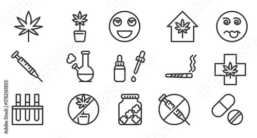 Cannabis icon set. Vector illustration