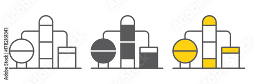 Refinery icon, fuel and plant, oil factory sign, vector graphics, a linear pattern on a white background. editable stroke
