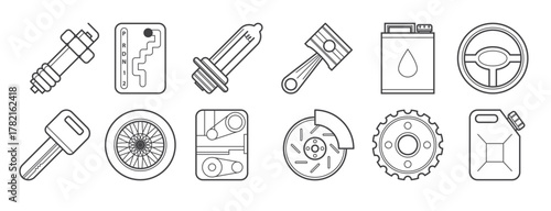 mechanic and car parts icon vector 