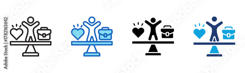 Work Life Balance Icon Multi Style Vector Illustration