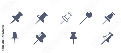 push pin thumbtack stationery icon vector template