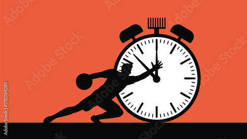 Dynamic athlete races against the clock, striving for success in a time crunch, pushing boundaries and exceeding limitations in sports and life